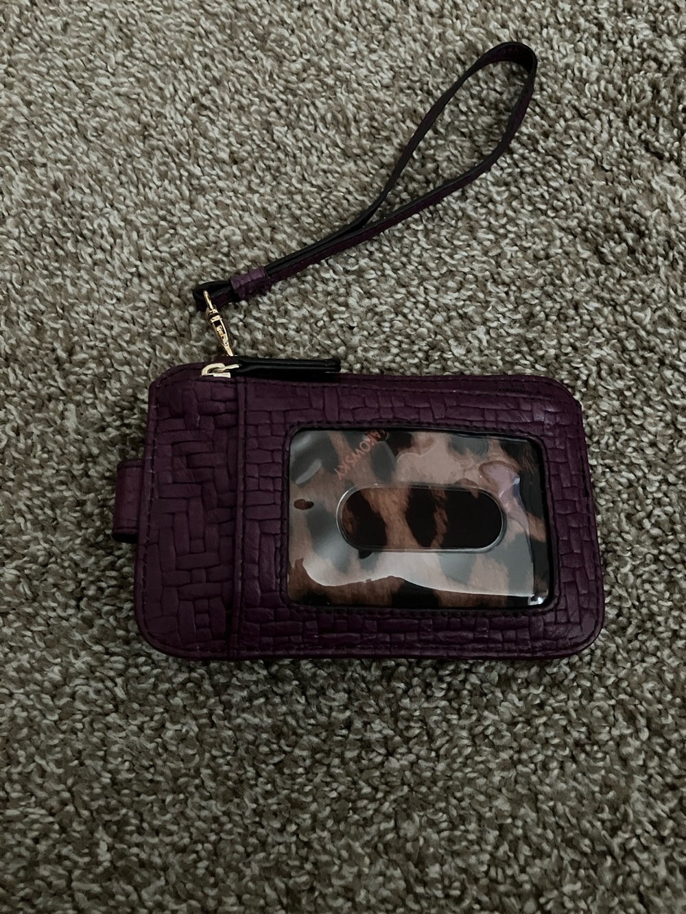 Women's Purple Wristlet Card Holder with Clear ID Window
